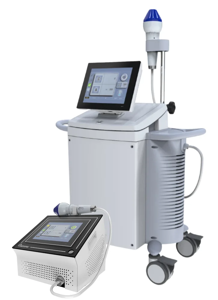 Medispec ED1000 mobile cart with the smaller ED1000 Desktop in front