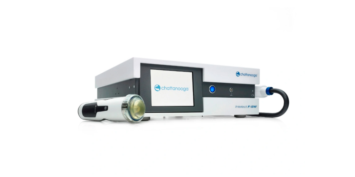 A shockwave machine with a light and camera, designed for leasing to clinics for therapeutic treatments.